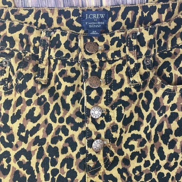J crew 9โ High Rise Button Fly Leopard Skinny Jeans - Picture 6 of 9